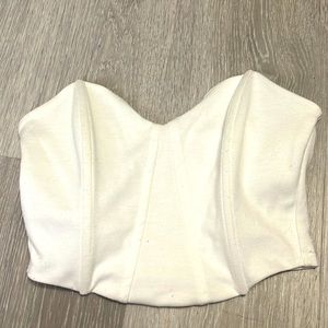 white cropped corset top